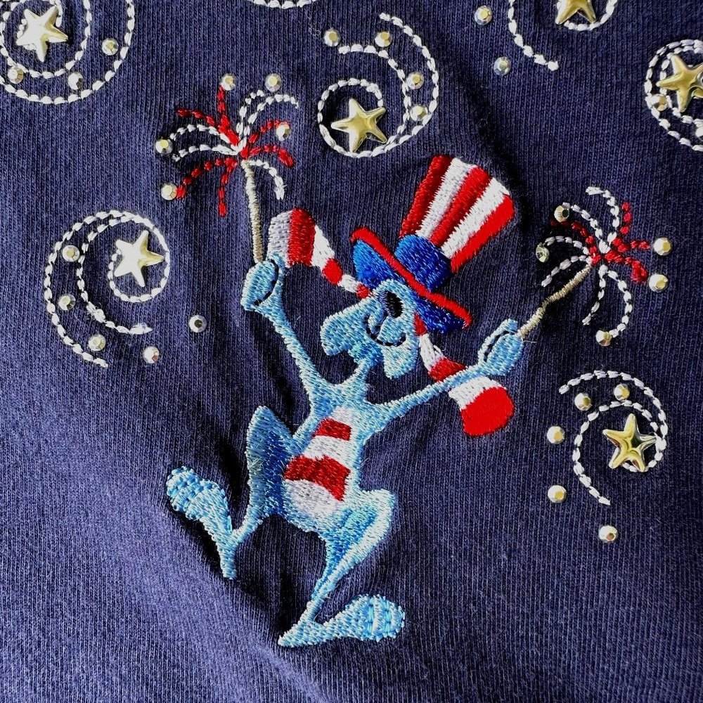 Vintage M C Sportswear Patriotic Tee Top  XL T  Navy Rabbit Labor Day Ju…